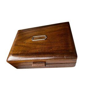 Vintage Wooden Playing Card Storage Box With Two Decks